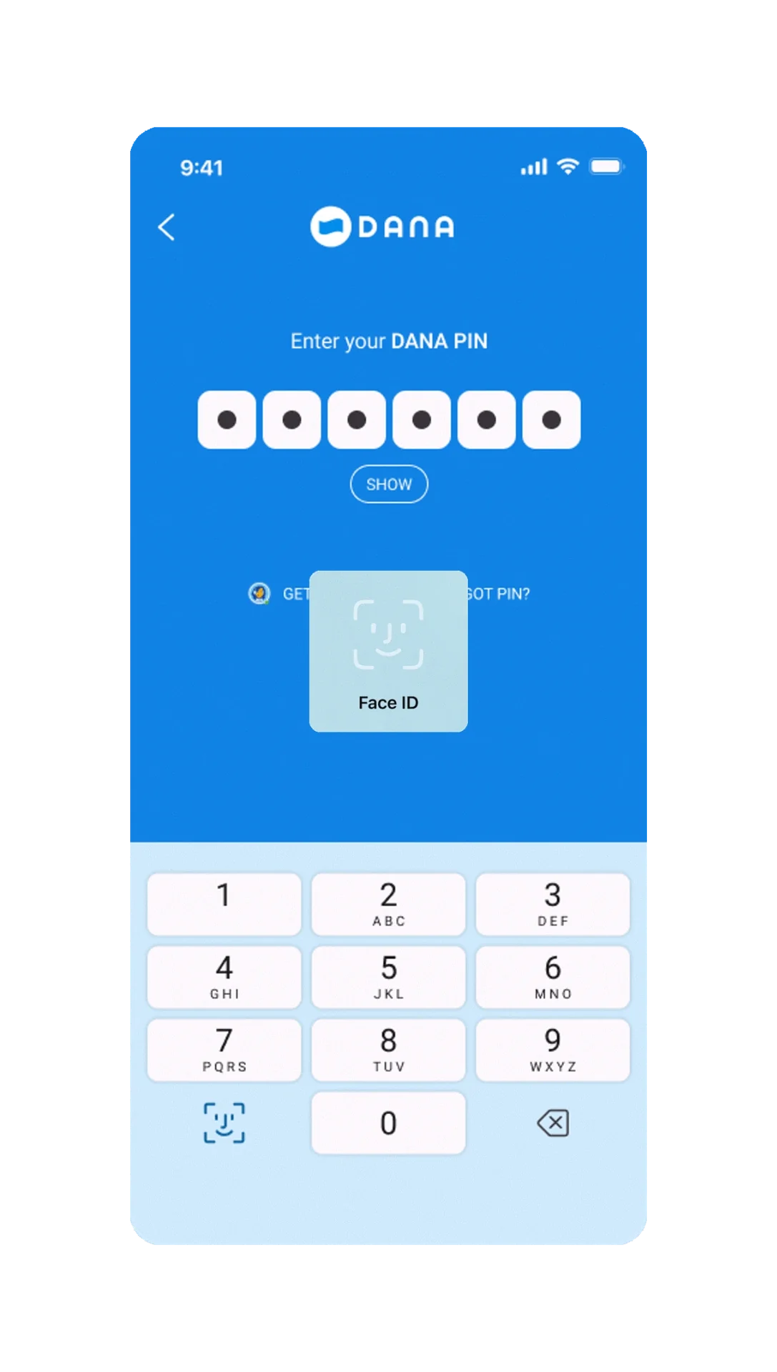 Optional app lock and Face ID concept screens
